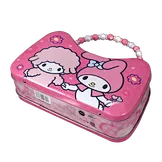 metal handbag tin with beaded handle